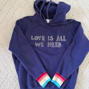 Spiritual Gangster Navy Hoodie with Rainbow Cuffs